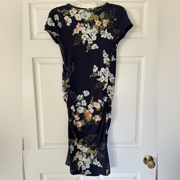 Isabel Maternity Navy Blue with Floral Print Dress - Picture 2 of 3